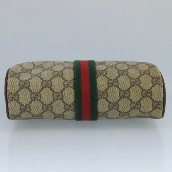 GUCCI GG Supreme Web Sherry Line Clutch Bag PVC Beige 32 014 3553 Auth 109848 - Picture 12 of 16